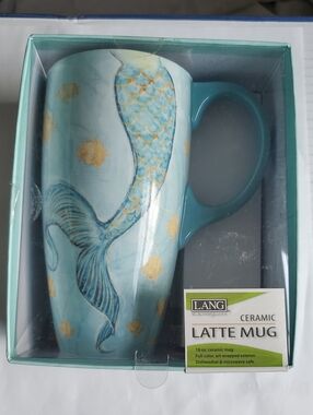 LANG 18 oz. Ceramic Mermaid Aqua Latte Mug NWT